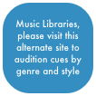 
Music Libraries, please visit this alternate site to audition cues by genre and style